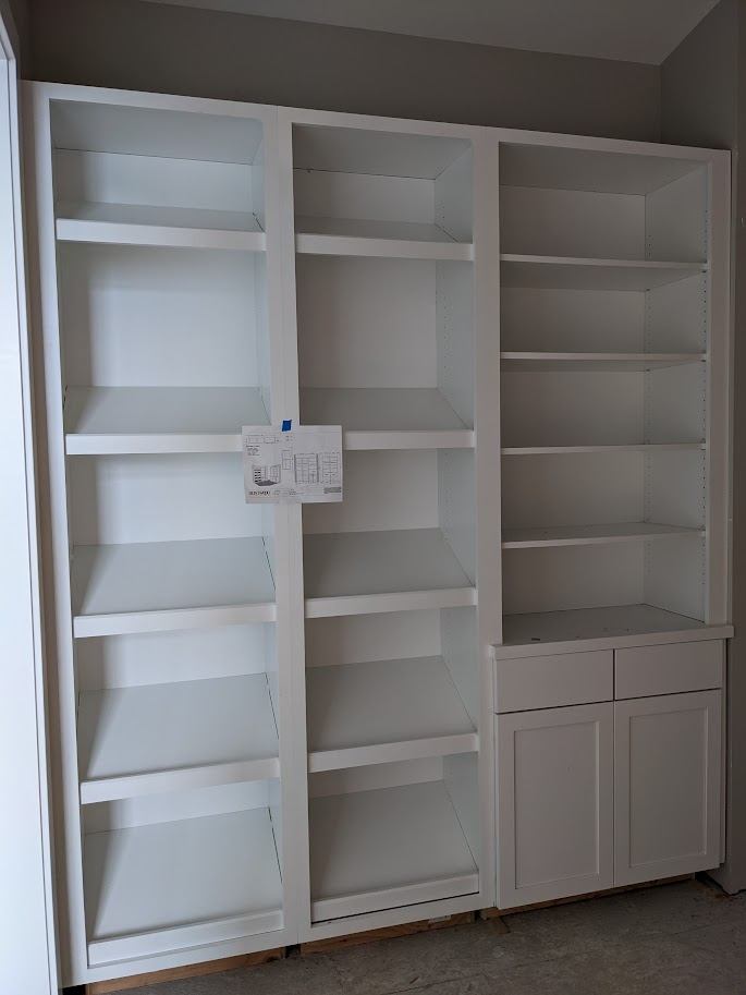 Built-in shelving being installed