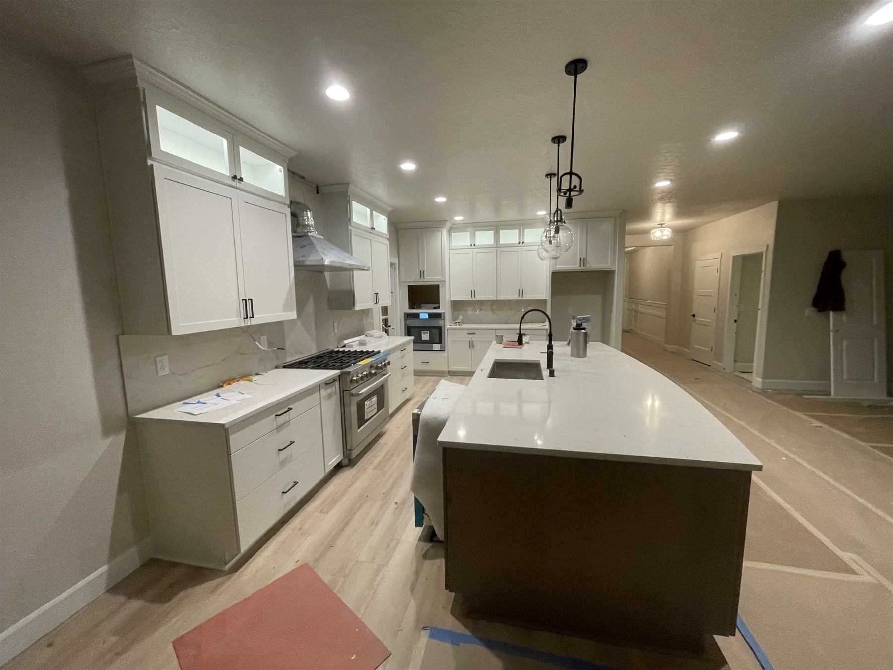Kitchen cabinetry mid-installation